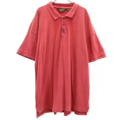Eddie Bauer エディーバウアー 90s USA製 オールド 黒タグ 半袖 ポロシャツ L レッド系 メンズ 古着