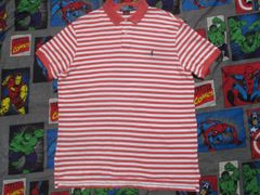 Ralph Lauren ラルフローレン ボーダー柄ポロシャツ XL 赤×白 アメリカ古着