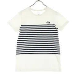 THE NORTH FACE ノースフェイス ボーダー柄 半袖 ラウンドネック Tシャツ M ホワイト系 メンズ 古着