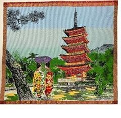ジャガード織マット　No.24　日本の原景　京都・五重塔　３０ｃｍｘ２７ｃｍ