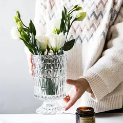 ★ガラスの花瓶 フラワーベース 花器 コップ形 ガラスベース ガラスボトル インテリア 水栽培 生け花 造花