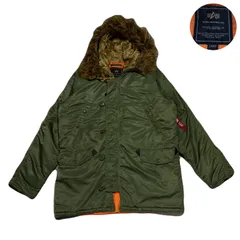 ALPHAINDUSTRIES アルファインダストリーズ N-3B FlightJacket フライトジャケット Military ミリタリー Hoodie パーカー Embroider 刺繍ロゴ Nylon ナイロン Olive オリーブ L