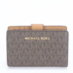 美品 マイケルコース MK モノグラム レザー 二つ折り 財布 コンパクト ウォレット ラウンドファスナー レディース MMM BZ10-4【中古】