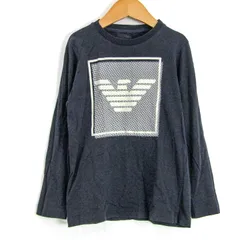 エンポリオ・アルマーニ 長袖Ｔシャツ トップス ロゴ コットン ロンT キッズ 男の子用 6A 118cmサイズ 紺×白 Emporio Armani 【中古】
