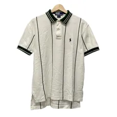 POLObyRalphLauren(ポロラルフローレン) 半袖ポロシャツ サイズM メンズ - アイボリー×グリーン ストライプ