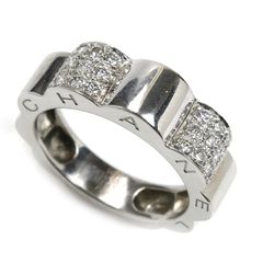 CHANEL シャネル K18WG ホワイトゴールド プロフィール ドゥ カメリア スモール リング・指輪 ダイヤモンド 10号 50 5.8g レディース 中古