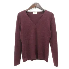 デプレ DES PRES トゥモローランド ニット カットソー Vネック 長袖 ウール 1 S 赤紫 ワインレッド /MN
