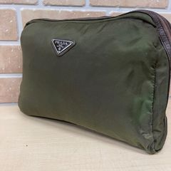 7 PRADA プラダ　ナイロン　ポーチ　カーキ
