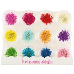 レジン パーツ 封入 ネイル 押し花 60枚ケース入り レース ドライフラワー 12色×各5枚 Princess-style