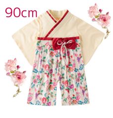 花柄 袴ロンパース 90cm ホワイト ひな祭り