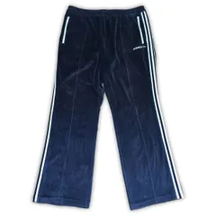 古着 adidas アディダス トラックパンツ ベロア トレフォイルロゴ 3ライン ダークネイビー系 ダークグレー系 ブラック系 XL 255-31