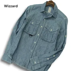 Wizzard ウィザード 春夏★ 麻 リネン 長袖 ワーク シャンブレー シャツ Sz.1 メンズ 日本製のサムネイル