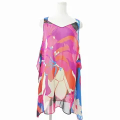 ティビ tibi 美品 シルク ワンピース ノースリーブ ミニ丈 シアー シフォン フリル 花柄 総柄 0 マルチカラー 0910のサムネイル