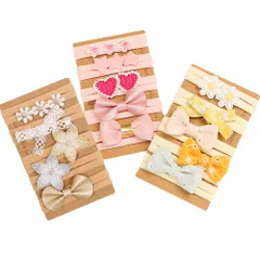 特価商品 ベビー ヘアバンド ドレス 女の子 服 ヘアアクセサリー 女児用 ヘッドバンド 5点セット (MB2522 ピンク系)