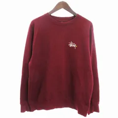 ステューシー STUSSY スウェット トレーナー ロゴ プリント クルーネック 裏起毛 ボルドー M ■SM3のサムネイル
