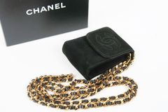 【美品】CHANEL シャネル チェーンポーチ ブラック チェーンショルダーバッグ 小物【ST82】