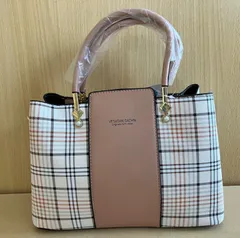 【新品・訳あり】2WAY ハンドバッグ チェック柄 ベージュピンク