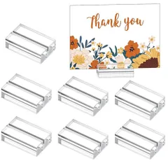 【在庫処分】YJRUNFU カードスタンド メモスタンド 透明 アクリル素材 結婚式 会議 席札 メモホルダー 写真 番号 値札 メニュー ネームカード カード立て 机上用品 パーティー装飾 結婚式パーテ シンプル おしゃれ (8個入り)