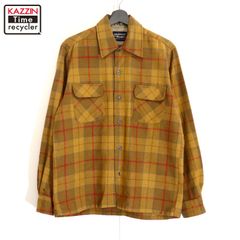 70s vintage Brewster チェック柄 ウール 長袖シャツ メンズ Lサイズ相当