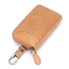 【人気商品】車キーケース スマートキーケース 6連 カードキーケース カード入れ 2つ外側ポケット カラビナ付き 本革 大容量 メンズ プレゼント キーケース (イエローオークル) [MBOYU]