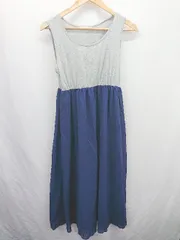 ◇ ⊂ natural couture 切り替えデザイン ノースリーブ 膝下丈 ワンピース サイズF グレー ブルー レディース E  【1506110002402】のサムネイル