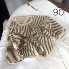 【秋物】10%割引対象　セール　韓国子供服　ボーダー　くすみ　カラー　トップス　Tシャツ　トレーナー　キッズ　ベビー　男の子　女の子　ユニセックス　柔らかい 保育園