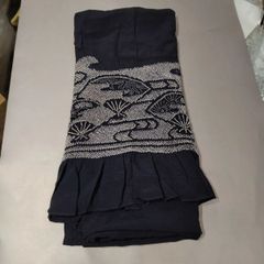 （58）中古　兵児帯　正絹　花紺青色 ※お色味は大変難しい為現物優先でお願いします。／大人　通年用　着物初心者向