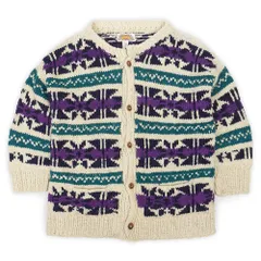 ヌエボ アメリカーナ nuevo americana 80's 80年代 エクアドルニット カーディガン ウール MADE IN EQUADOR USA ヴィンテージ ビンテージ VINTAGE アメリカ古着 メンズ カーディガン マルチカラー L相当【中古】