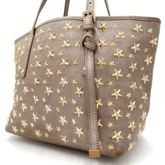 【良品】JIMMY CHOO ジミーチュウ　ハンドバッグ　トート　レザー　グレージュ　スター　サシャ　S
