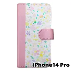 【新品未使用】 iPhone14 Pro 手帳型スマホ ケース 花柄 (20065手帳ピンク) バラ ローズ 水彩 フラワー 北欧 おしゃれ かわいい カード収納 PUレザー flip2-ip14pro-pk-20065