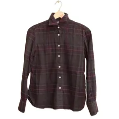 【美品】フィナモレ　長袖シャツ　ナポリシャツ　チェック柄　リネン100％(麻) 2025年最新】Yahoo!オークション -フィナモレ リネン シャツの