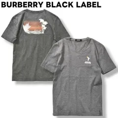 バーバリーブラックレーベル BURBERRY BLACK LABEL OCEAN LIFE バックプリント 半袖 Vネック Tシャツ カットソー トップス 2 グレー メンズ