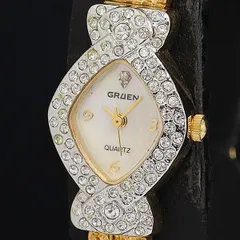 腕時計 GRUEN ❗️レア❗️レディース シーマ 6165 9080839 石付 QZ ゴールド文字盤 レディース腕時計