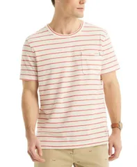 【送料無料】 ナウティカ メンズ Tシャツ トップス Nautica Men's Classic-Fit Stripe Pocket T-Shirt Wisp White