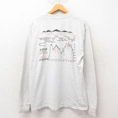 L/古着 長袖 ビンテージ Tシャツ メンズ 00s 山 クルーネック グレー 霜降り 25jun06 中古