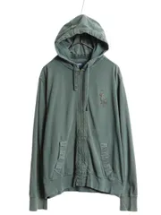 【お得なクーポン配布中!】 ビッグポニー ポロ ラルフローレン 鹿の子 フード パーカー ジャケット メンズ XL / 古着 ブルゾン フルジップ ゆったり 大きいサイズ 緑