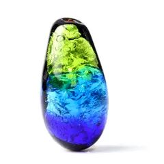 Sea drop 光る ホタルガラス ケラママリン しずく 片穴 粒売り 15mm×8mm ビーズ 蓄光 とんぼ玉 3玉 [253tt-3]