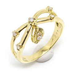 ダイヤモンドリング 約14号 K18YG・ダイヤ0.17ct スウィング しずく