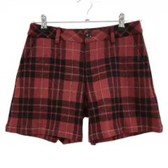 【超美品】ビームスゴルフ ショートパンツ レッド×黒 チェック ストレッチ  レディース M ゴルフウェア BEAMS GOLF