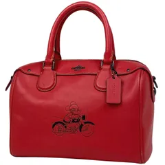 コーチ COACH ロゴ ハンドバッグ 2WAY ショルダーバッグ ディズニー コラボ ミッキー レザー レッド F59371 レディース 【中古】