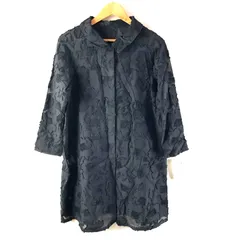 ケイコスズキコレクション KEIKO SUZUKI COLLECTION コート 薄手 ロング 綿 花模様 スナップボタン タグ付き 日本製 黒 40サイズ 2025090400149