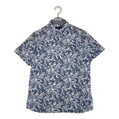 中古 メンズ キャロウェイ Callaway 半袖ポロシャツ M 紺系 ネイビー系 ボタンダウン 小花柄 総柄