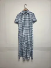 POLO RALPH LAUREN(ポロラルフローレン) チェック柄 ベルト チェック リネン シャツ ワンピース ブルー ( XS )