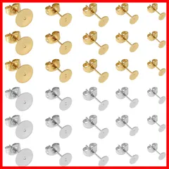 ラ ス ト 1 点☆彡台座付き 平皿 8mm 6mm 5mm 4mm キャッチ付きピアス 3mm 5サイズ 2色100ペア シルバー ゴールド 芯付ピアス金具 パーツ ピアス 丸皿 約200個セット サムコス