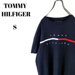 TOMMY HILFIGER トミーヒルフィガー 半袖 Tシャツ フラッグ刺繍 ビックロゴ ネイビー メンズ Sサイズ