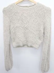 ◇ ⊇ ◎ ●未使用● ems excite ラメ ショート丈 長袖 シャギーニット セーター サイズF ピングベージュ系 レディース E  【1505290030144】