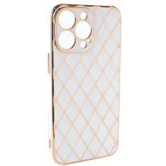 iPhone13 Pro ケース アイフォン13プロ  キルティング調 メタリック TPU ソフト ケース 【Color】 ホワイト