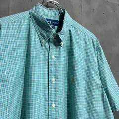 90〜00s Ralph Lauren CLASSIC FIT チェックシャツ　ブルーグリーン