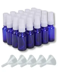 Chocople 遮光瓶 スプレーボトル 精油 アロマオイル 詰め替え 保存用 ガラス製 20本セット 漏斗付き (5ml) [5ml]