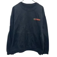 ロゴスウェット トレーナー L～ ブラック プルオーバー ワンポイント 刺繍 国旗 裏起毛 古着卸 アメリカ仕入 a703-6872